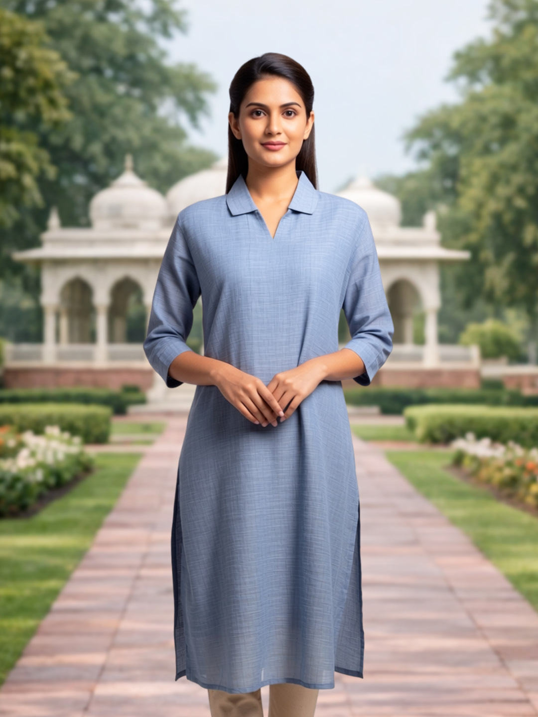 Modern Collar Neckline Straight-Cut kurta