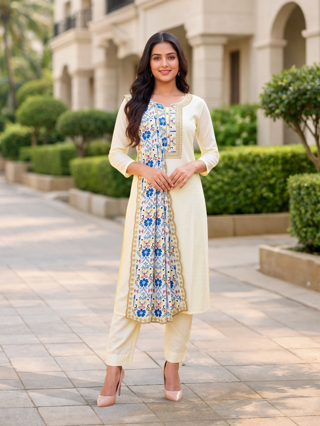 Traditional Embroidered Neckline Salwar Suit Set