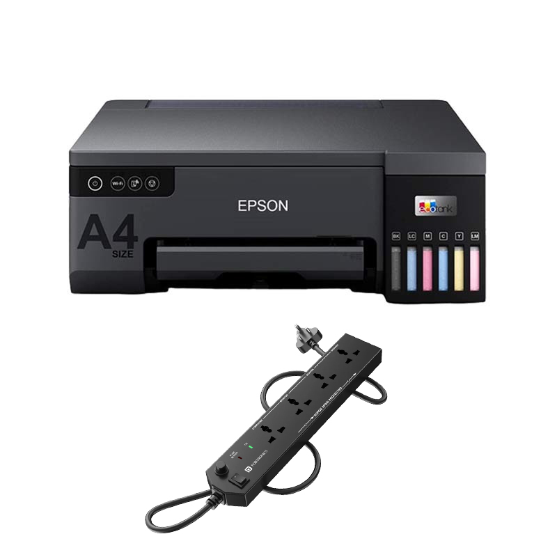 Epson EcoTank L8050 Ink Tank Photo Printer(A4 Size 6 Color Printer, 3D Printer, PVC Card Print) +  Power Extension