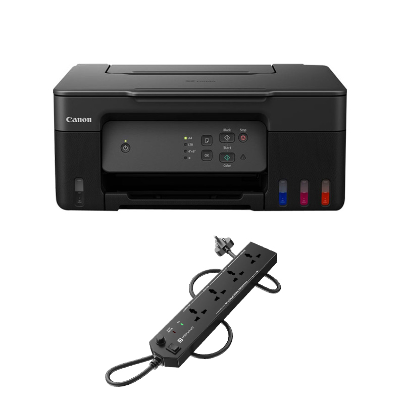 Canon PIXMA MegaTank G3730 All-in-one Wireless Inktank Printer (Black) + Power Extension