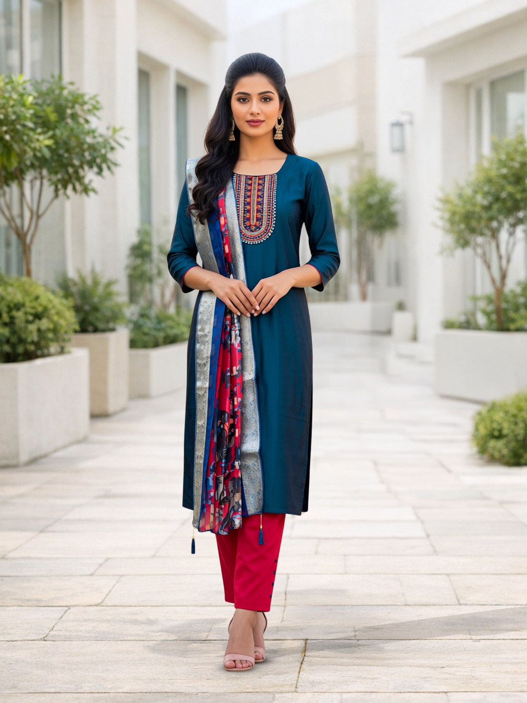 Embroidery Neckline Traditional Ethnic Salwar Suit Set