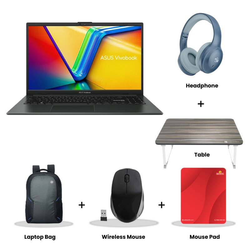 Asus Vivobook Go 15 - AMD Ryzen 5 7520U 15.6" (39.62cm) E1504FA-BQ2522WS Thin & Light Laptop (8GB/ 512GB SSD/ Full HD Display/ AMD Radeon Graphics/ Windows 11 Home/ Office Home 2024 + M365 Basic (1Year Validity)/ 1 Year Warranty/ Mixed Black/ 1.63 Kg) 