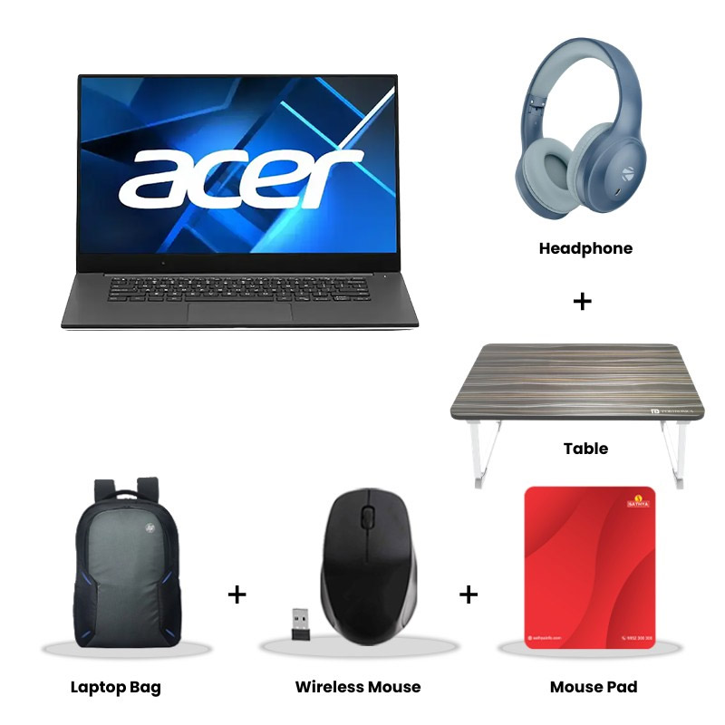 Acer Aspire Lite - AMD Ryzen 5 7430U 15.6" (39.6 cm) AL15-41 Thin & Light Laptop (16GB/ 512 GB SSD/ Full HD Display/ Windows 11 Home/ AMD Radeon Graphics/ MS Office/ Steel Gray/ 1.59 kg) Zebronics Paradise Neo R Headset + Wireless Mouse + Mouse Pad + Laptop Table + Laptop Bag