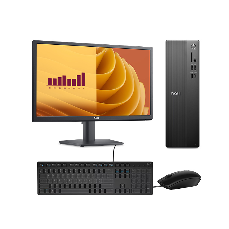 Dell  ECT1250 - Intel Core i5-14400 Slim Desktop (8GB DDR5/ 512GB SSD/ Ubuntu/ WiFi Bluetooth/ 3 Years Warranty) Dell 22" (54.61 cm) Monitor (E2225H) + Dell Wired Mouse (MS116) + Dell Wired Keyboard (KB216)