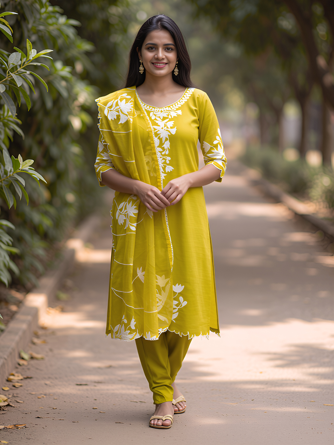 Threadwork Floral  Embroidery  Salwar Suit Set