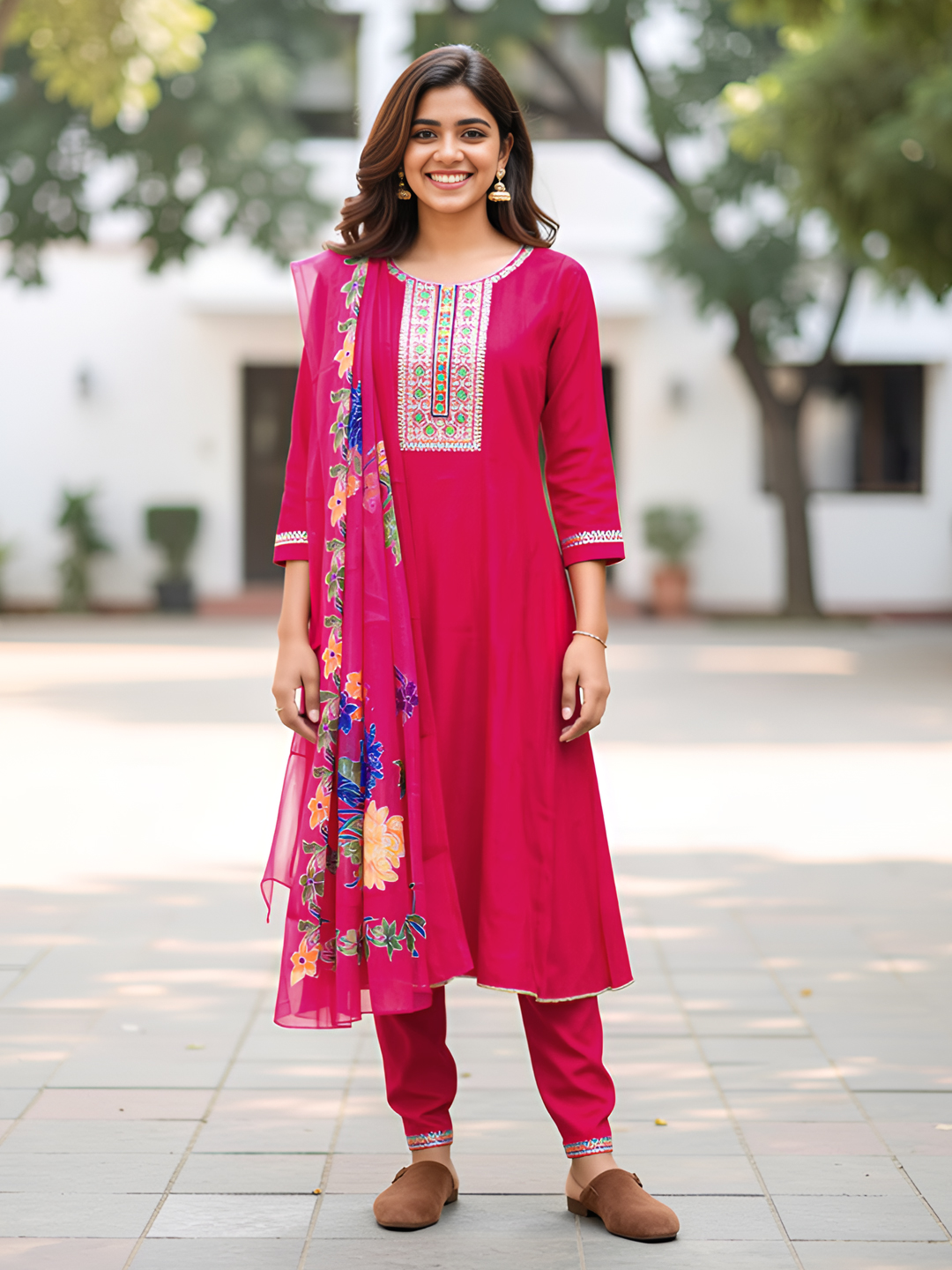 Intricate Neck Embroidery Salwar Suit Set