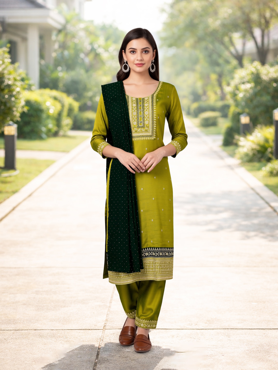 Elegant Embroidery Shimmer  Ethnic Salwar Suit Set