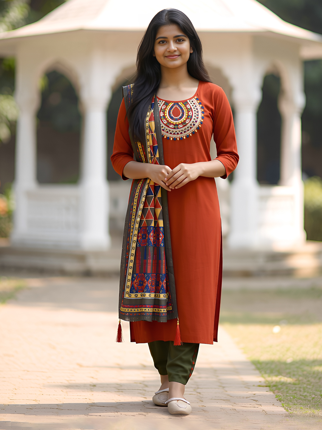 Embroidered Round Neckline Salwar Suit Set