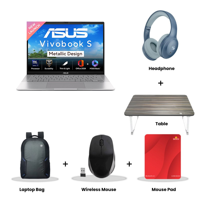 Asus Vivobook S16 - Intel Core 5 210H 16" (40.64 cms) S3607VA-RP114WS Thin & Light Laptop (16GB DDR5/ 512GB SSD/ WUXGA Display/  Intel UHD Graphics/ Windows 11 Home/ Office Home 2024 + M365 Basic (1 Year Validity)/ 1Year Warranty/  Cool Silver/ 1.70 kg