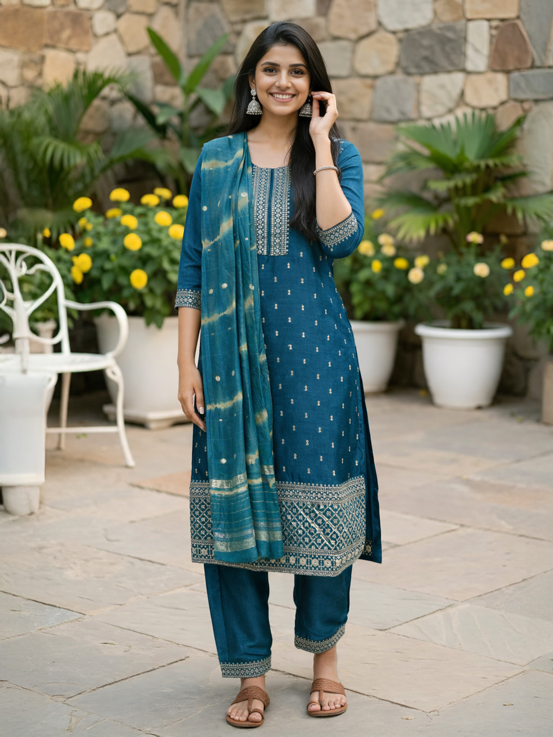 Sequinned Motif Embellishment  Salwar Suit Set