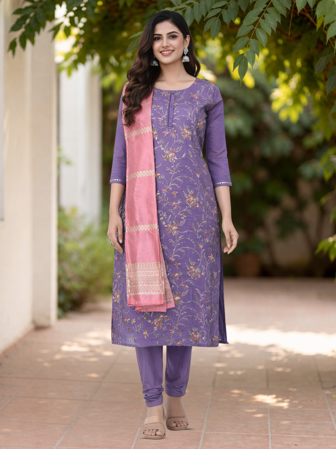 Embroidery Sequinned Motif Salwar Suit Set