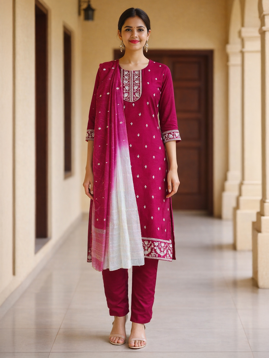 Embroidery Thread Motifs Ethnic  Salwar Suit Set