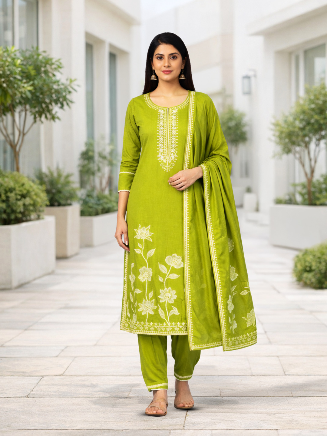 Elegant Threadwork  Embroidery Motif  Salwar Suit Set