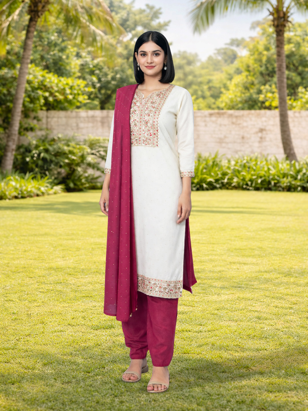 Sequinned Thread Embroidery  Salwar Suit Set