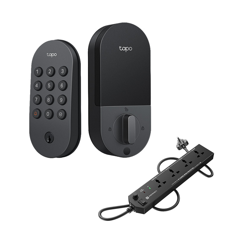 TP-Link Tapo DL100 Smart Wi-Fi Deadbolt Keyless Google Alexa Compatible Door Lock (Keyless Tactile Buttons/ BHMA Grade 3/  IP54 Weatherproof/ Free Installation)  with Free Power Extension Board