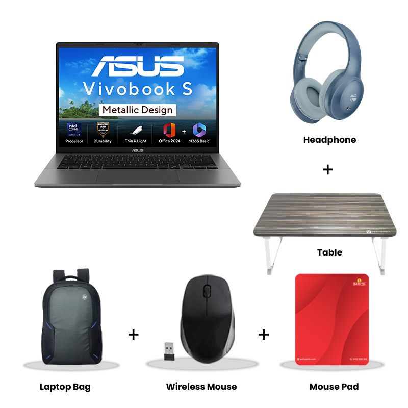 Asus Vivobook S14 -  Intel Core Ultra 5 225H 14" (35.56 cms) S3407CA-LY057WS  AI Powered Light Weight Laptop  (16GB DDR5/ 512GB SSD/WUXGA Display/ Intel Graphics/ Windows 11 Home/Office Home 2024 + M365 Basic (1 Year Validity)/ 1Year Warranty/ Matte Gray/ 1.40 kg)