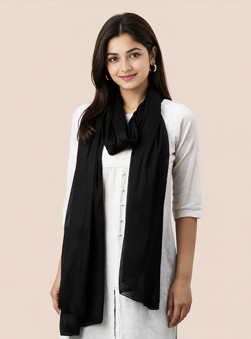 Women Black  Shimmer Shawl 