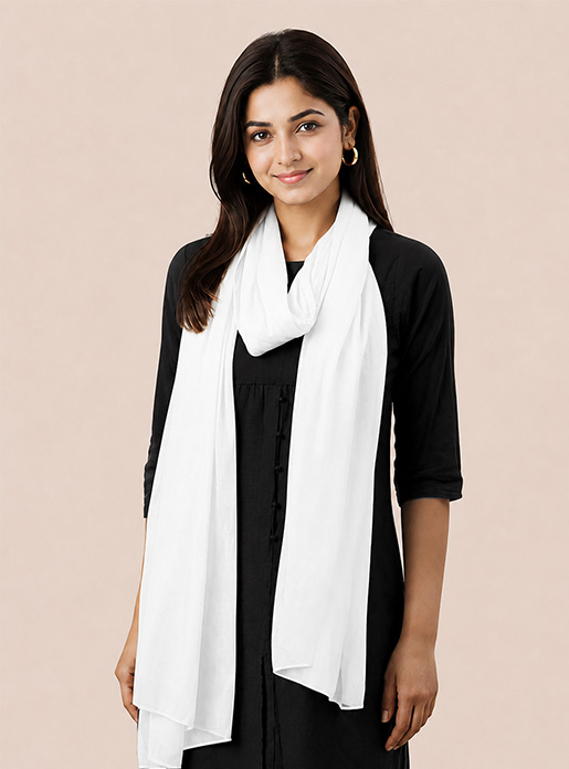 Women Half White  Shimmer Shawl