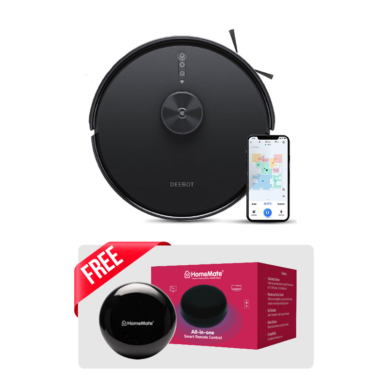 ECOVACS Y1 PRO Robotic Floor Cleaner (WiFi Connectivity, Google Assistant and Alexa, Black) + HomeMate Wi-Fi Smart IR Hub