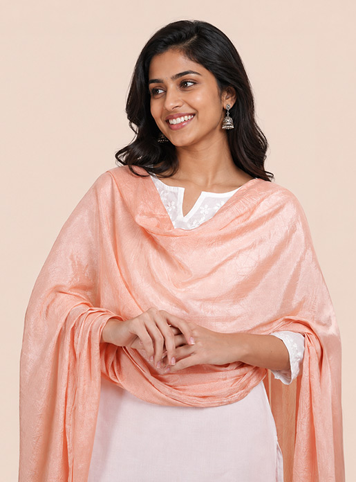 Women Onion Pink Shimmer Shawl