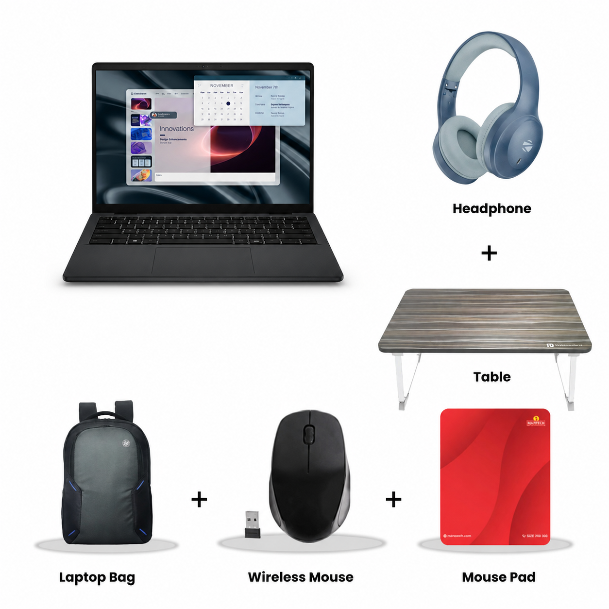 Dell Pro 14 - Intel Core 3 100U  14" (35.5cm) PV14250 Essential Laptop  (8GB DDR5/ 512GB SSD/ Intel UHD Graphics/ WiFi + BT/ Ubuntu/ 1 Year Warranty/ Carbon Black/ 1.54 kg) Zebronics Paradise Neo R Headset + Wireless Mouse + Mouse Pad + Laptop Table + Laptop Bag