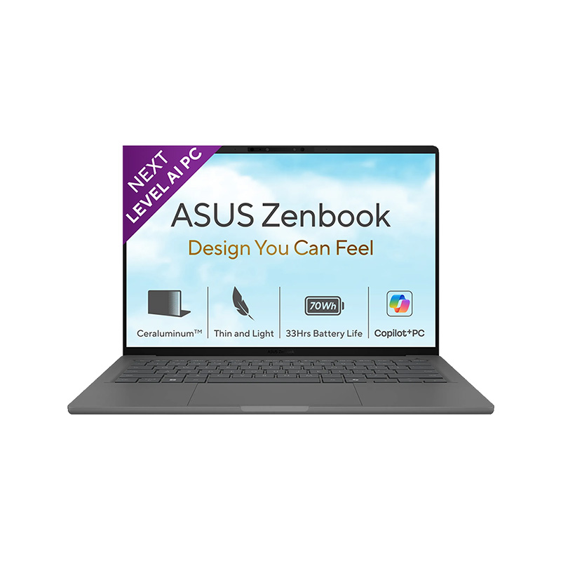 Asus Zenbook A14 - Snapdragon X2 Elite X2E88100 14" (35.56 cms) UX3407NA-QD226WS AI Powered Laptop (16GB LPDDR5X/ 512GB SSD/ Full HD Plus Display/ Qualcomm Adreno GPU/  Windows 11 Home/ Office Home 2024 + M365 Basic (1 Year Validity)/ 1Year Warranty/ Iceland Gray/ 0.99 kg)