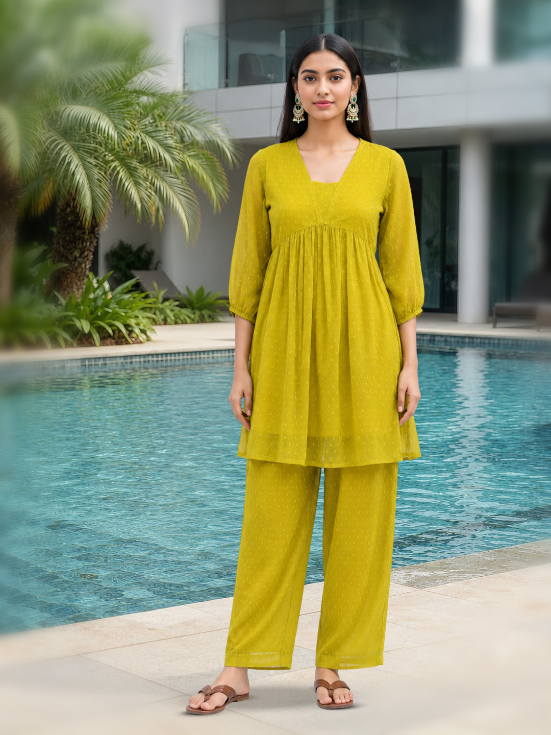 Dobby Chiffon Woven Design Co-Ord Set