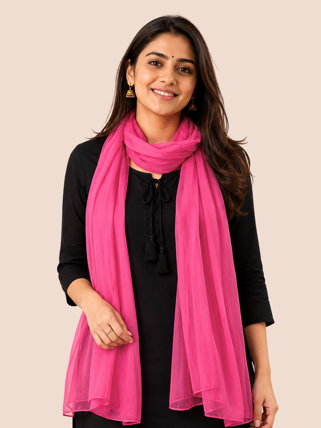Twin Birds Women  Glam Pink Shimmer Shawl