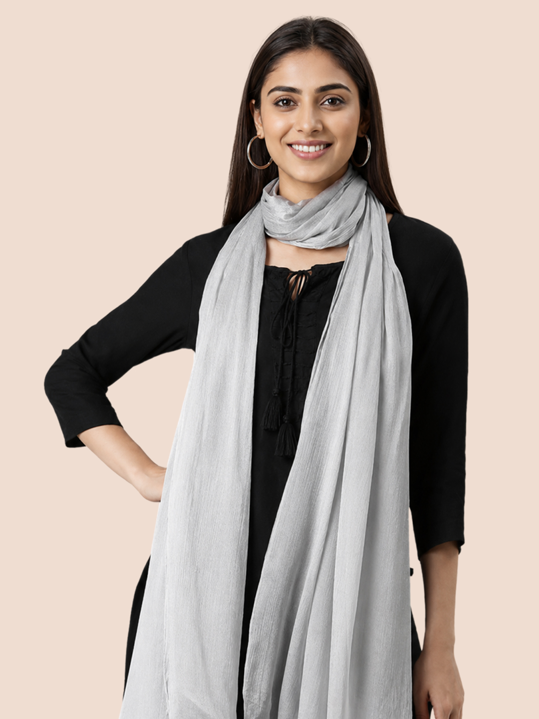 Twin Birds Women Silver Coin Shimmer Shawl