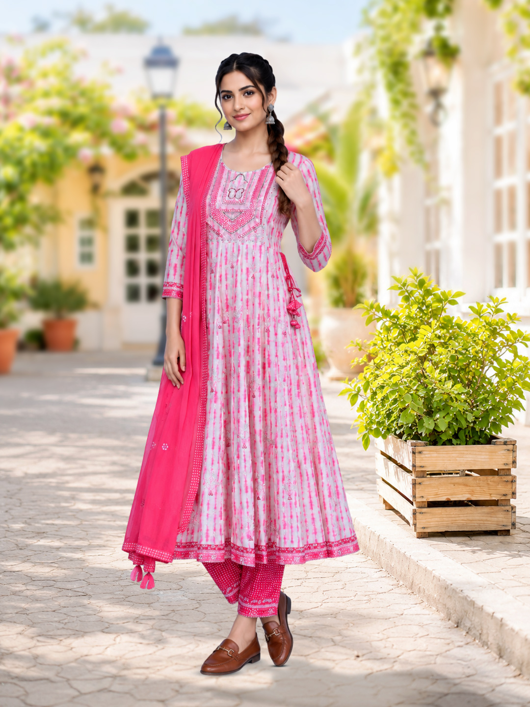 Elegant Embroidery Flared Anarkali Suit Set