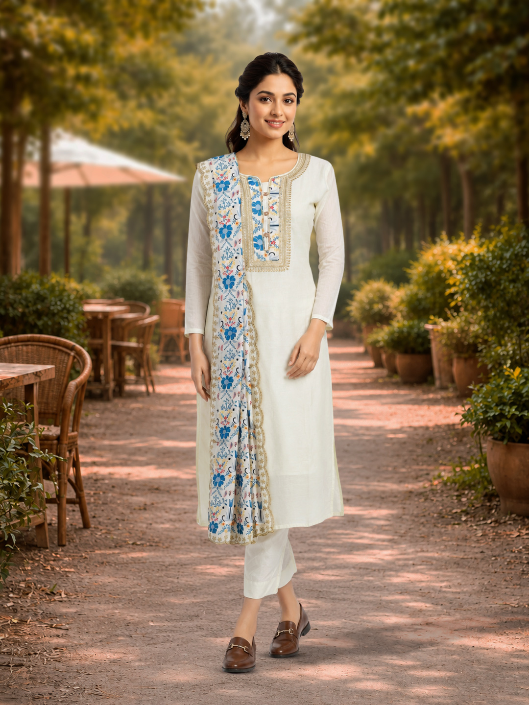 Traditional Embroidered Neckline Salwar Suit Set