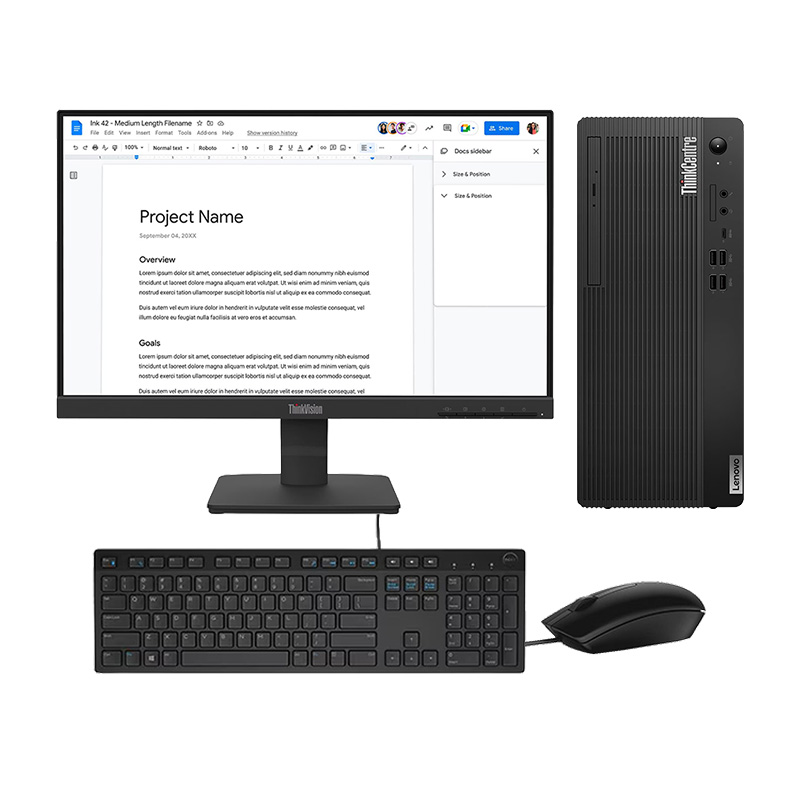 Lenovo ThinkCentre M70t Gen 5 - 	Intel Core i5-14400 12U6S08Y00  Desktop  (16GB/ 512GB SSD/ Integrated Intel UHD Graphics 730/ 3 Year Premier Support) + Lenovo ThinkVision  S22-4e 21.5" (54.61cm) Full HD Monitor + Wired Mouse + Wired Keyboard