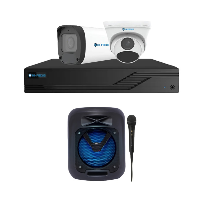 HIFOCUS 2 CCTV Cameras Combo (1 Indoor &  1 Outdoor CCTV Cameras normal without mic) + DVR + HDD + Accessories + Power Supply + 45m Cable  + Zebronics Wireless Speaker