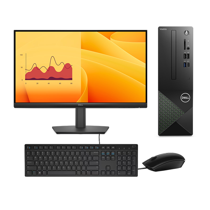 Dell Vostro 3030SFF- 14th Gen Intel Core i3-14400 (8GB DDR5/ 512GB SSD/ WiFi Bluetooth/ Windows 11 Home/  3 Years Warranty) Dell 22" (54.61 cm) Monitor (E2225H) + Dell Wired Mouse (MS116) + Dell Wired Keyboard (KB216)