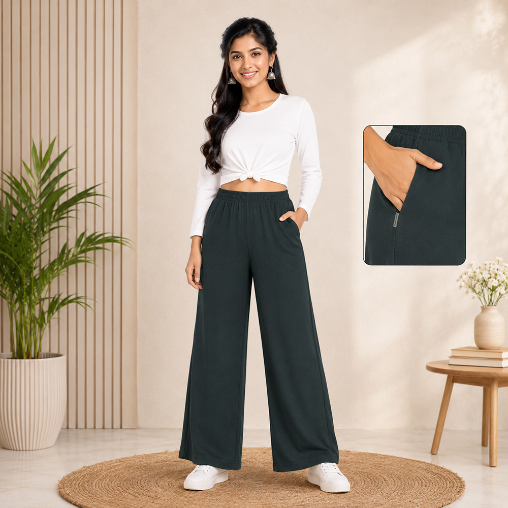 Emerald Teal Wide-Leg Palazzo with Pocket