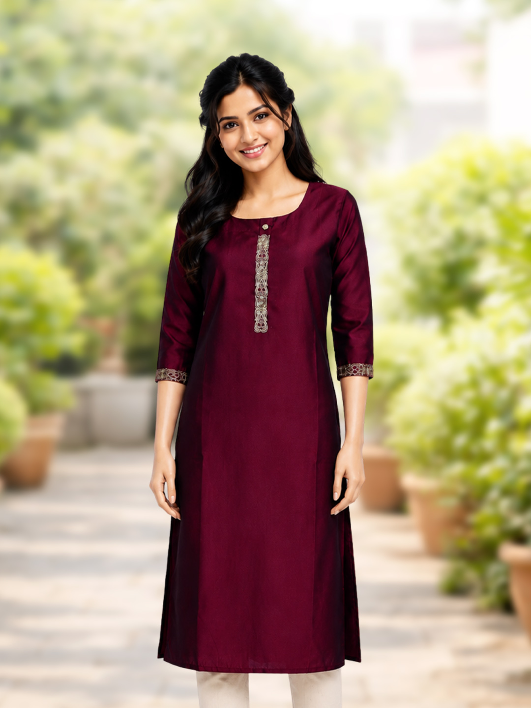 Ethnic Motifs  Round Neck Kurta