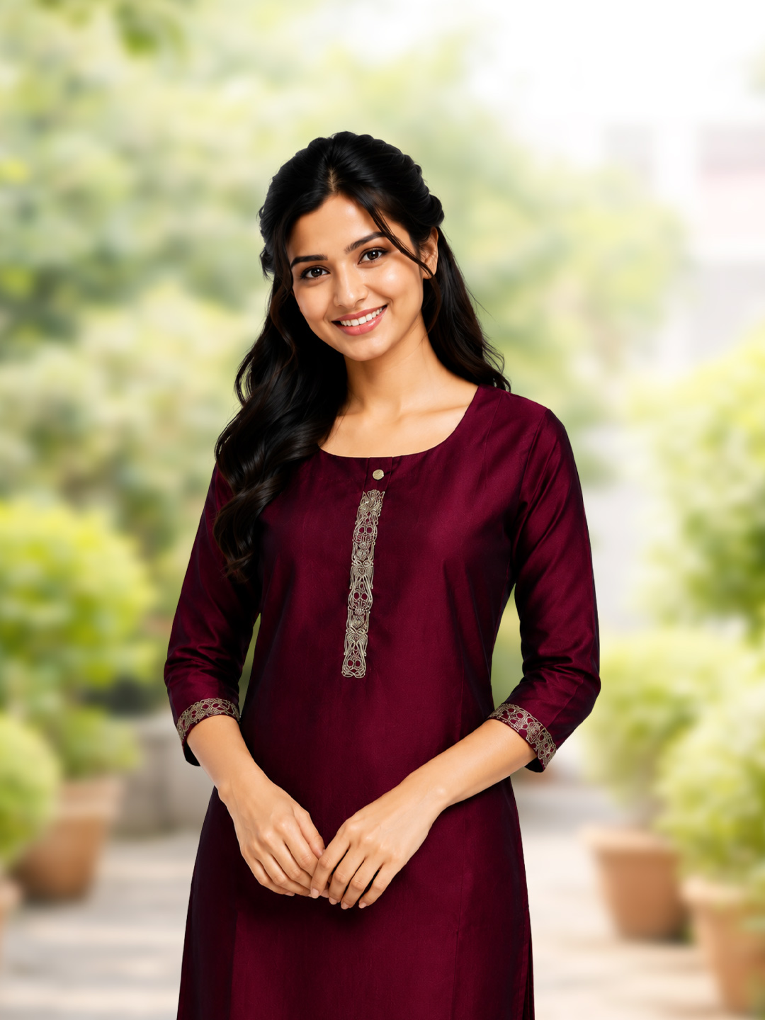 Ethnic Motifs  Round Neck Kurta