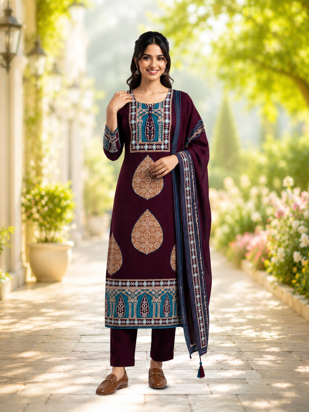 Geometric Printed Ethnic Suit Set