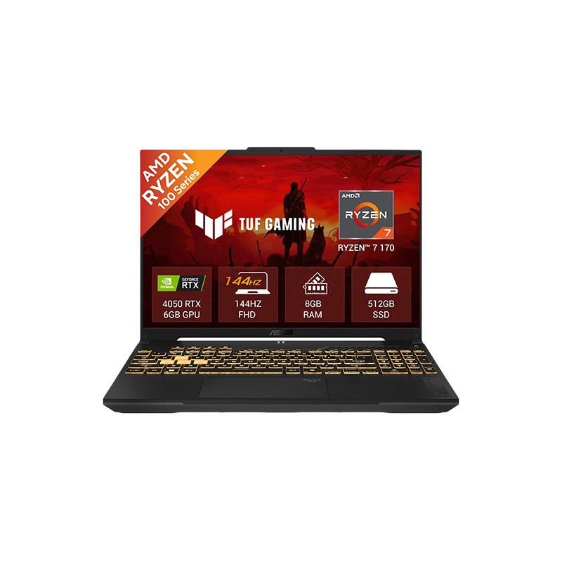 Asus TUF Gaming A16  - AMD Ryzen 7 170 16" (40.64 cm)  FA607NUQ-RL208W Gaming Laptop ( 8GB DDR5/ 512GB  SSD/ Full HD Plus Display/ 6GB GDDR6 NVIDIA GeForce RTX 4050/ Windows 11 Home/ MS Office/ 1Year Warranty/ Mecha Gray/ 2.20 kg)