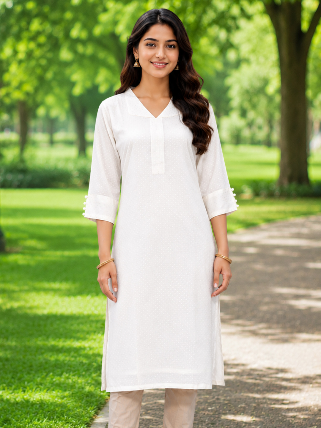 V-Collared Neckline Elegant Kurti