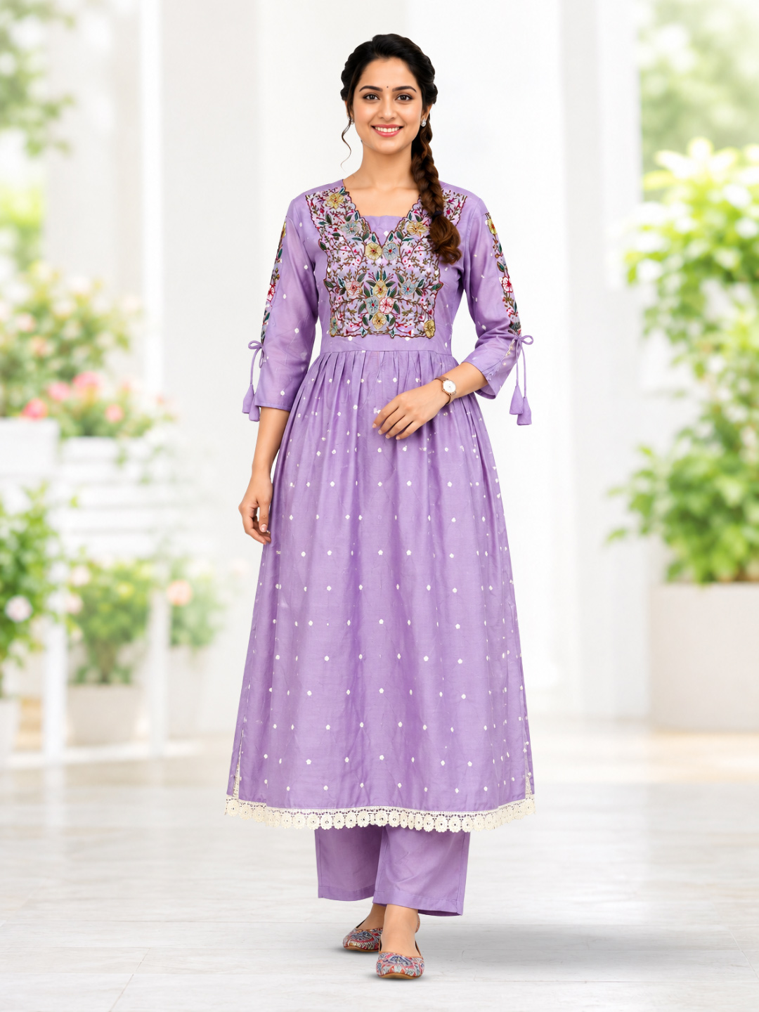 Floral Embroidery Chikankari Kurta Set