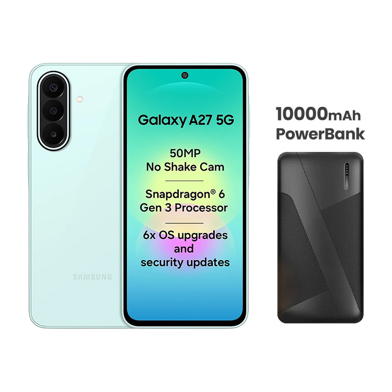 Samsung Galaxy A27 5G (Light Green/ 6GB RAM/ 128GB Storage) + 10000mAh PowerBank