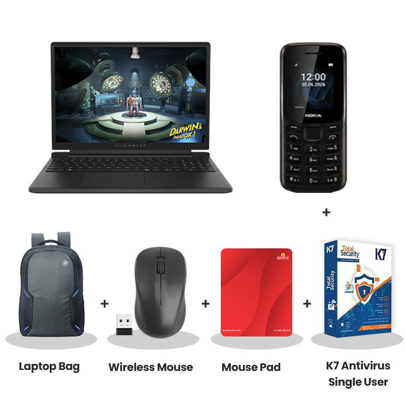  Dell New Alienware 15 - AMD Ryzen 7 260   15.3" (38.86 cm) Gaming Laptop (16GB DDR5/ 512GB SSD/ WUXGA/ NVIDIA GeForce RTX 4050, 6GB GDDR6/ Windows 11 Home/ Microsoft Office Home 2024+ M365 Basic (1 Year Validity)/ 1Year Warranty/ Black/ 2.25kg) 