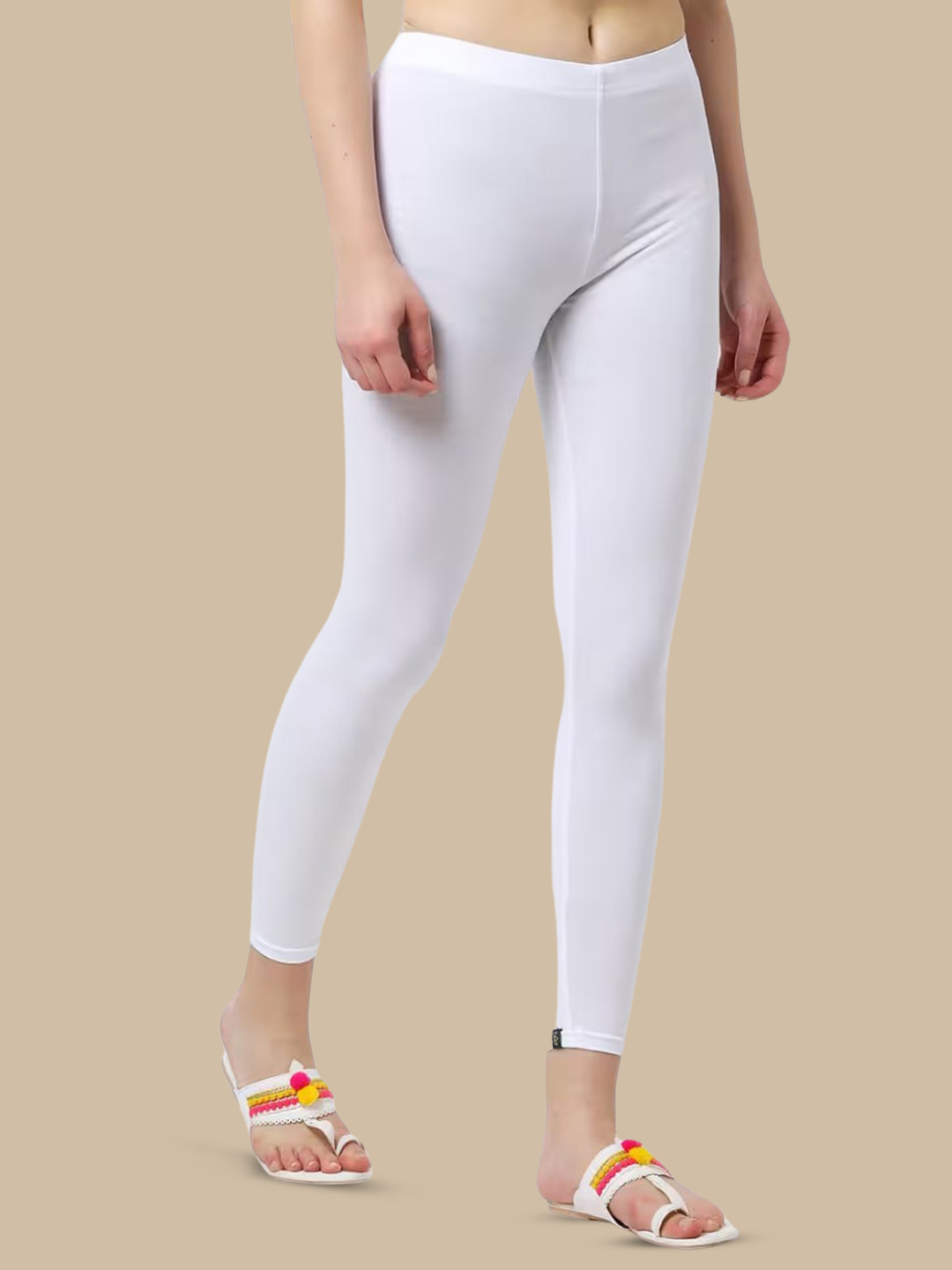 GO PLUS White  Ankle-Length Leggings