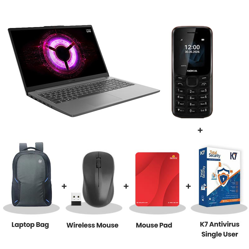 Lenovo LOQ Essential  - AMD Ryzen 5 7535HS 15.6" (39.6cm) 83S00072IN Gaming Laptop (16GB DDR5/ 512GB SSD/ Full HD Display/ Anti-glare/ NVIDIA GeForce RTX 3050 6GB GDDR6/ Windows 11 Home Single/ Office Home 2024/  1Year Warranty/  Luna Grey/ 1.8 kg) 