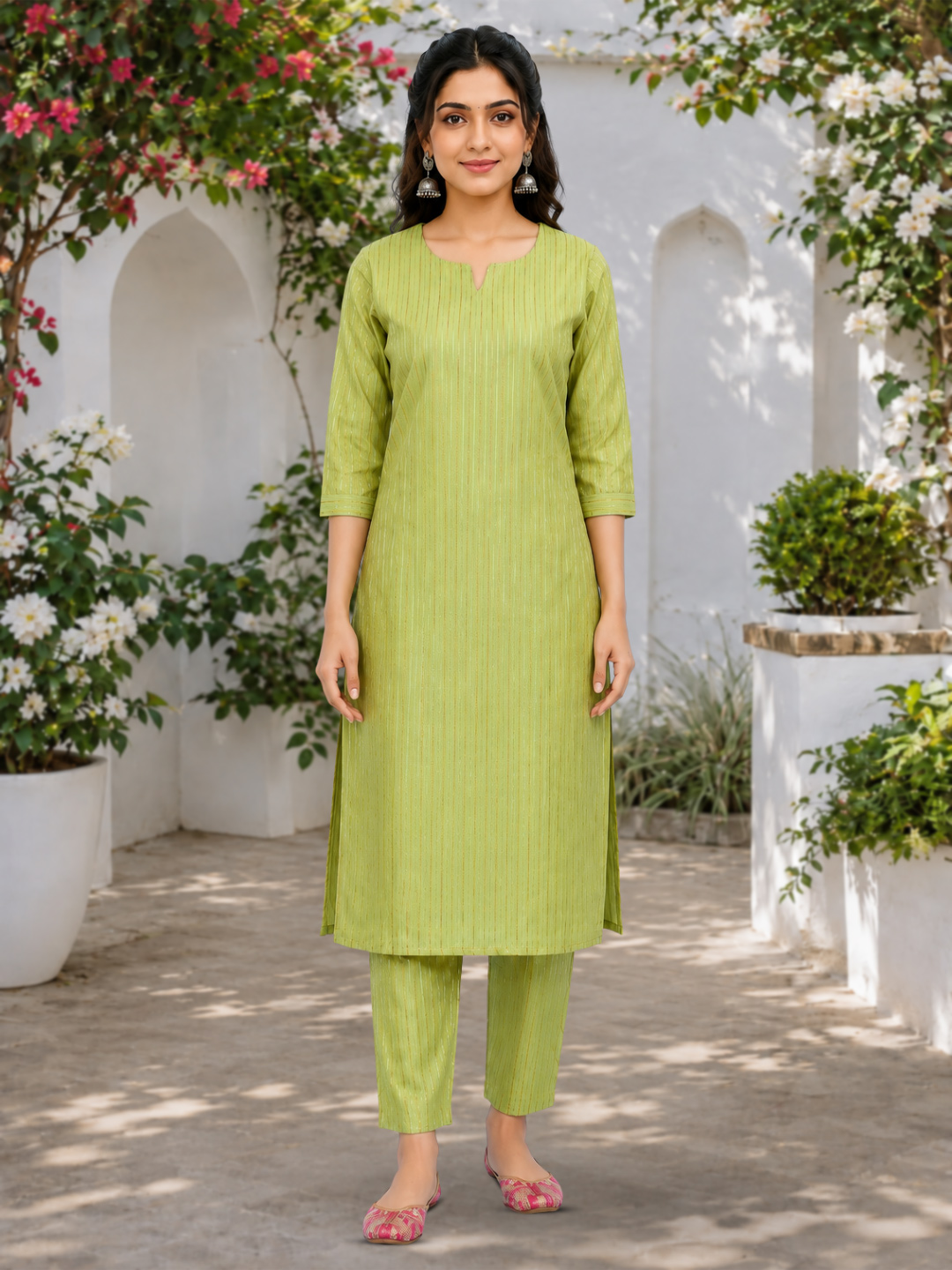 Textured  Ethnic  Kurta with Pant Co-ord Set