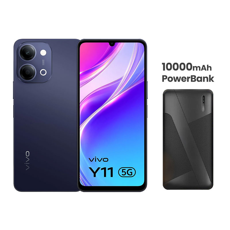 Vivo Y11 5G (Mystic Blue, 4GB RAM, 128GB Storage) + 10000mAh PowerBank