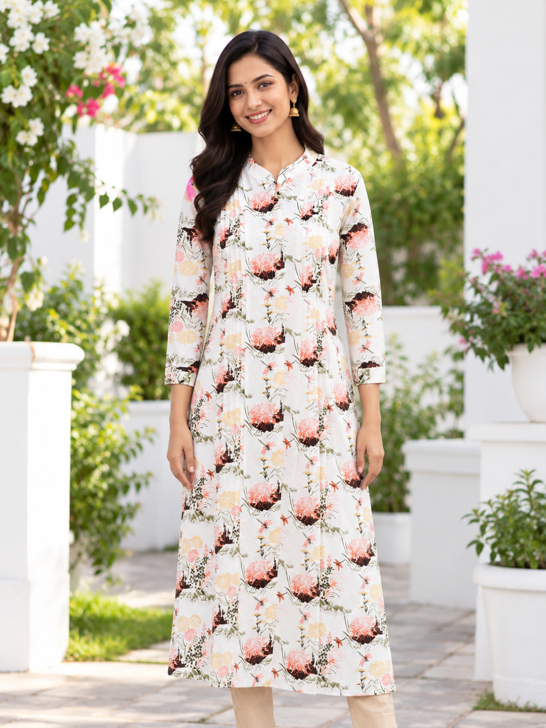 Floral Motifs Printed  Kurta 
