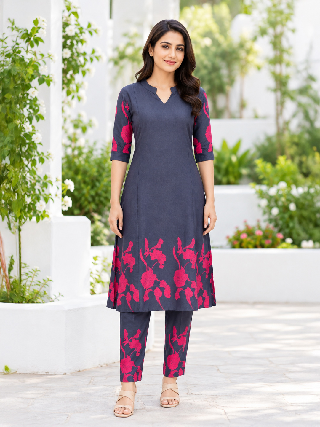 Collar  Neckline Printed Co-ord Set 