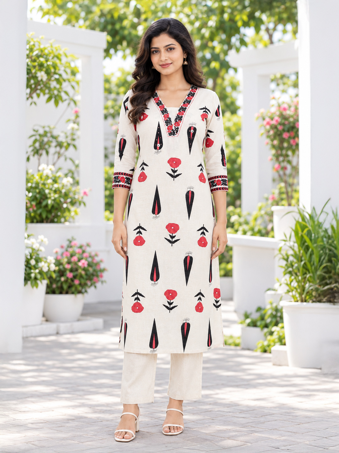 Floral Printed  Sequence Kurta Set 